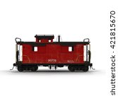 Red Caboose Isolated On White....