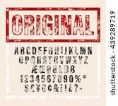 hand drawn font in retro stamp... | Shutterstock .eps vector #439289719