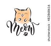 vector black lettering meow... | Shutterstock .eps vector #482868616