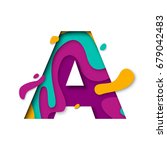 paper cut letter a. realistic... | Shutterstock .eps vector #679042483