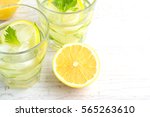 water with cucumber, lemon and ice