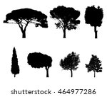vector trees in silhouettes.... | Shutterstock .eps vector #464977286