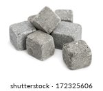 Pile of stone cubes isolated on white