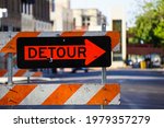 Detour Sign In Urban Roadwork...