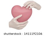 big heart in hands isolated on... | Shutterstock . vector #1411192106