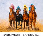 Oil Painting   Horse Racing