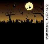 happy halloween pumpkin in moon ... | Shutterstock .eps vector #505144870