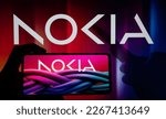 Small photo of Nokia new logo displayed on mobile with Nokia logo on screen, seen in this photo illustration. On 26 February 2023 in Brussels, Belgium.