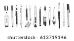 hand drawn stationery set.... | Shutterstock .eps vector #613719146