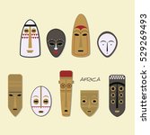 african mask icons. flat style | Shutterstock .eps vector #529269493