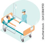 hospitalized man lying in bed.... | Shutterstock .eps vector #1641086950