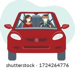 people inside the car wearing... | Shutterstock .eps vector #1724264776