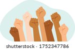 protesters hands. multiracial... | Shutterstock .eps vector #1752347786