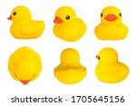 Yellow Set Rubber Duck Isolated....