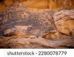 Small photo of Famous rock art in the Hail region of Saudi Arabia - UNESCO World Heritage Site.