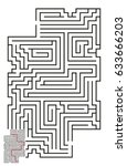 vector maze with answer 58 | Shutterstock .eps vector #633666203