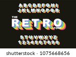 80's retro alphabet font.... | Shutterstock .eps vector #1075668656