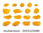 orange hummus smear set... | Shutterstock . vector #2053125080