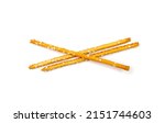 Small photo of Bread sticks isolated. Pretzel sticks pile, straws, sesame grissini, pretzels snack, breadstick with sesame seeds, long rusks on white background