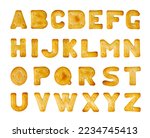 Cookie Letter Alphabet Set Isolated, Biscuit Font, Cracker Letters, Cracker Cookies Alphabet on White Background