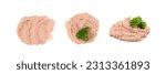 Small photo of Meat Paste Isolated, Tuna Pate Smear, Chopped Liver Mousse, Terrine Spread, Fish Paste on White Background
