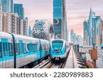 Small photo of 13 January 2023, UAE, Dubai: metro train system is renowned for its reliability and convenience, and showcases its sleek design and modern amenities. Near Future Museum