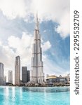 Small photo of 18 January 2023, Dubai, UAE: Scenic view of Dubai skyline, with the Burj Khalifa towering over all other buildings. Sightseeing and travel destinations in Arab Emirates