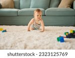 Portrait of a cute crawling baby boy at home