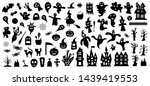 set of silhouettes of halloween ... | Shutterstock .eps vector #1439419553