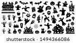 set of silhouettes of halloween ... | Shutterstock .eps vector #1494366086