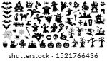 set of silhouettes of halloween ... | Shutterstock .eps vector #1521766436