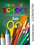 ready for school sale poster... | Shutterstock .eps vector #1129654769