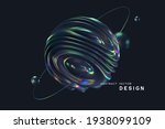 3d wavy fluorescent sphere... | Shutterstock .eps vector #1938099109