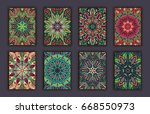 collection retro cards. ethnic...