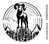 Mountain Bighorn Sheep. Vector...