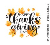 hand drawn happy thanksgiving... | Shutterstock . vector #1488853673