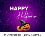 happy halloween wallpaper with... | Shutterstock . vector #1542428963