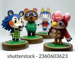 Small photo of Brazil - August 30, 2023: Tom NOOk, MaBEL, CeLESTE and RoVER of Animal Crossing Series AmIIbo created by NIntendo