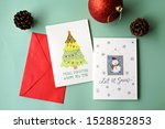 top view hand drawn christmas... | Shutterstock . vector #1528852853
