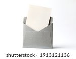 Blank white card with grey...