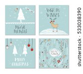 set of 4 cute gift cards and... | Shutterstock .eps vector #533038390