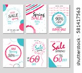 set of 6 spring discount cards... | Shutterstock .eps vector #581417563