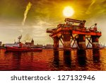 Oil Rig In The Dramatic Scenery.