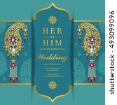 wedding invitation or card with ... | Shutterstock .eps vector #493099096