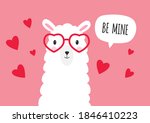 Be Mine Valentine. Cute Lama...