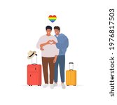 gay couple. travel together.... | Shutterstock .eps vector #1976817503