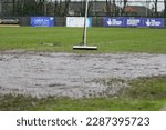 Small photo of Waterlogged Pitch as Farsley Celtic v Blyth Spartans is postponed at The Citadel, Farsley, England on April 10th 2023