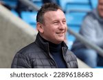 Small photo of Former footballer Kieran O'Regan makes a celebratory entrance onto the pitch at The Shay Stadium in Halifax, England, marking the 25th reunion of the 9798 promotion side on April 15th, 2023