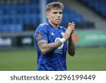 Small photo of Jamie Cooke of FC Halifax Town after the match against Eastleigh FC at The Shay Stadium in Halifax, England on April 29th 2023.