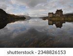 Small photo of Scottish castle with water reflexion